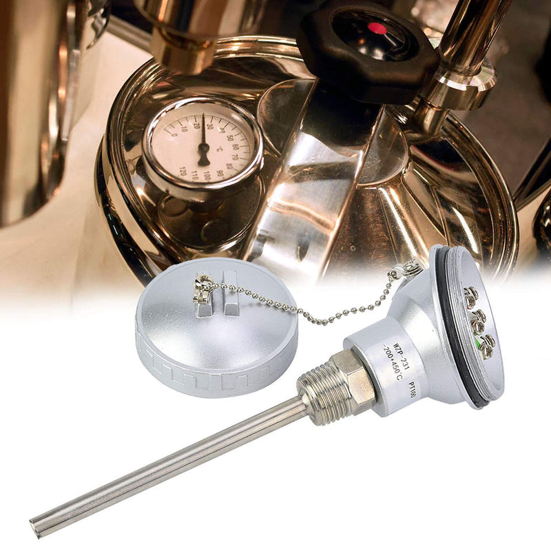 High Efficiency RTD PT100 Temperature Sensor Probe 1/2" NPT Thread Thermocouple Terminal Head for Temperature Controllers Industrial(Protection Tube 100mm)