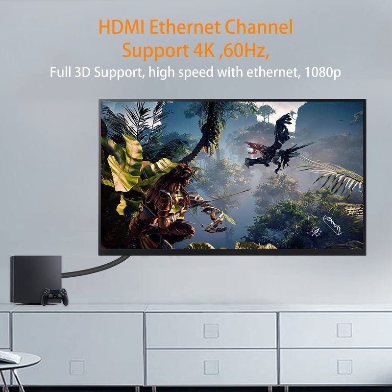 Poyiccot HDMI 2.0 Male to Male Cable 90 Degree, 2 Feet / 60cm HDMI Male to Male Downward Angle Cable 60Hz, 4K 2K Gold Plated High Speed (M/M Down)