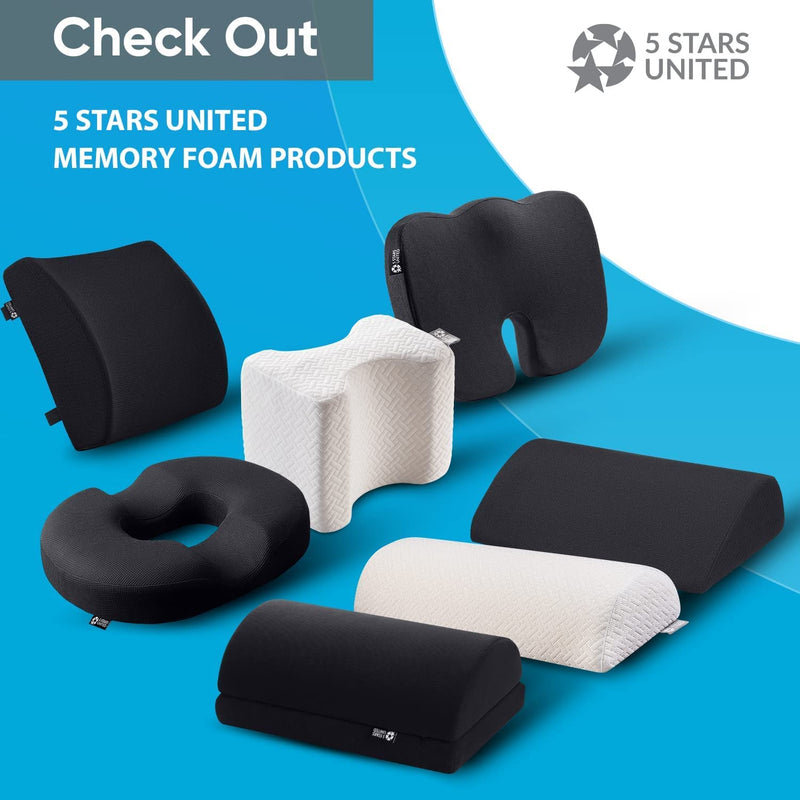Seat Cushion Pillow for Office Chair - Memory Foam Firm Coccyx Pad - Tailbone, Sciatica, Lower Back Pain Relief - Contoured Posture Corrector for Car, Wheelchair, Computer and Desk Chair Black 1