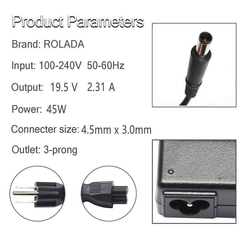 19V 2.31A 45W New AC Adapter Charger Power Cord for Dell Inspiron 13 5368 5378 7352 7353 7359 7368 7378 Inspiron 15 5000 5555 5558 5559 3552, XPS 13 9350 9333 Power Cord