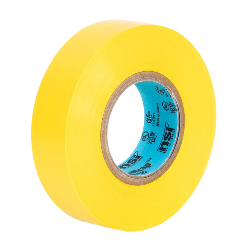 NSi Industries WarriorWrap Select 3/4 in. x 60 ft. 7 mil Vinyl Electrical Tape, Yellow (WW-722-YL)