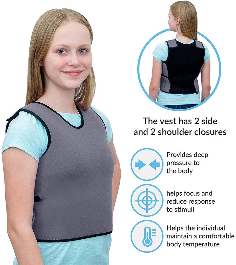 Special Supplies Sensory Compression Vest Deep Pressure Comfort for Autism, Hyperactivity, Mood Processing Disorders, Breathable, Form-Fitting, Kids and Adults (Gray, Small 17x30 inches) Gray Small (Pack of 1)