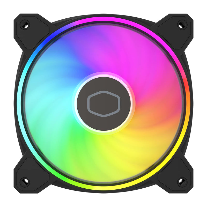 Cooler Master MasterFan MF140 Halo² Fan, Duo-Ring ARGB Gen 2 LED Rings, 120mm 1600rpm Dynamic PWM, Enlarged Fan Blades, Hybrid Frame for PC Case, Liquid and Air Cooler (MFL-B4DN-16NP2-R2),Black Black 140mm ARGB Halo²
