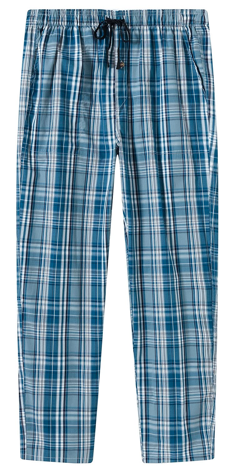 MoFiz Men's Pajama Bottom Pants Sleepwear Lounging Relaxed House PJS Pants with Drawstring Button Fly 3-Pack F-3pack Large