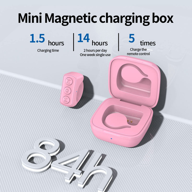 TIK Tok Bluetooth Remote Control Page Turner for iPhone Android Ipad Cell Phone Camera Remote Shutter Selfie Button Vekesen D01 (Cherry Blossom Pink)