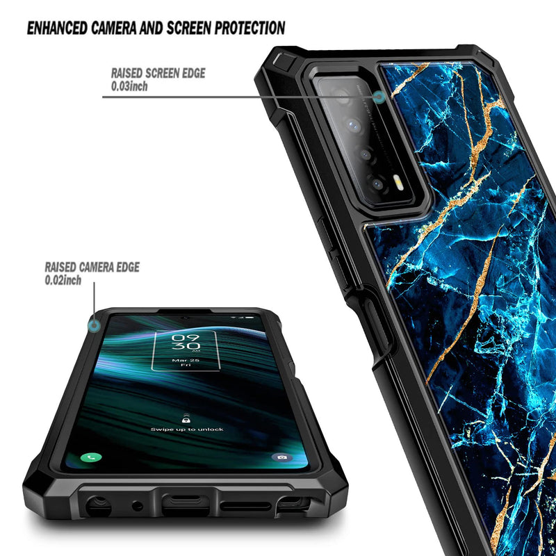 NZND Case for TCL Stylus 5G (T779W) with Tempered Glass Screen Protector, Full-Body Protective Shockproof Rugged Bumper Cover, Impact Resist Durable Phone Case (Sapphire) Sapphire