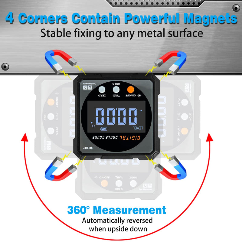 Digital Angle Finder with Electronic Laser - 4-side Strong Magnetic Angle Gauge, Cube Inclinometer with Backlight, Table Saw Miter Protractor, Woodworking Measuring Tool, Level Box for Hanging