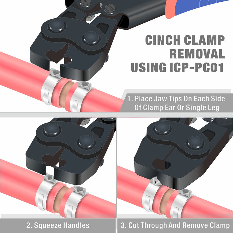 IWISS Ratcheting PEX Cinch Tool for Fastening Stainless Clamps from 3/8-Inch to 1-Inch with Calibration Gauge Suits ASTM F2098 and Non F2098 Ear Hose Clamps Clamp Tool