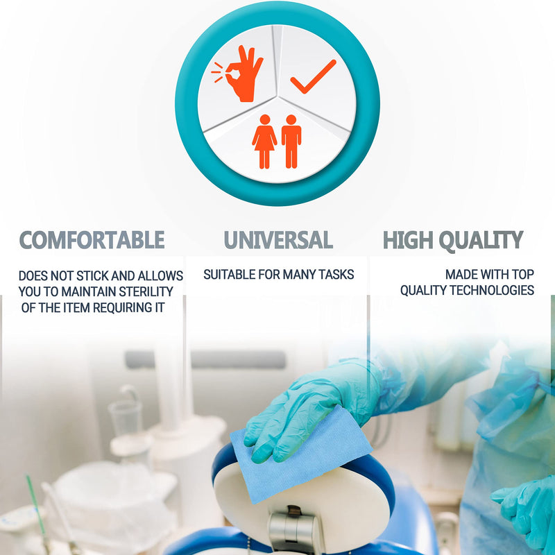EZGOODZ Sterilization Wraps 15" x 15". Pack of 50 Blue Non-Woven Non-Sterile Pads for Surgical Instruments, Equipment. SMS Sheets 60 gsm for Sterilization of Medical Tools with Steam & Ethylene Oxide. 15" x 15"