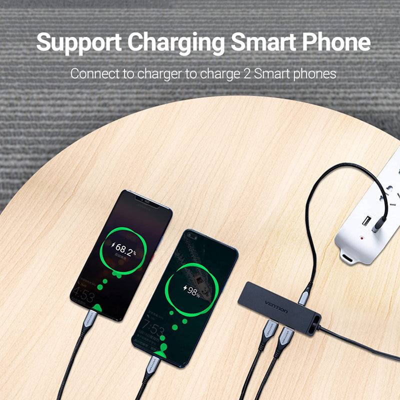 USB Hub, VENTION 4-Port USB 3.0 Hub 3FT Ultra-Slim Data USB Splitter Charging Supported Compatible for MacBook, Laptop, Surface Pro, PS4, PC, Flash Drive, Mobile HDD