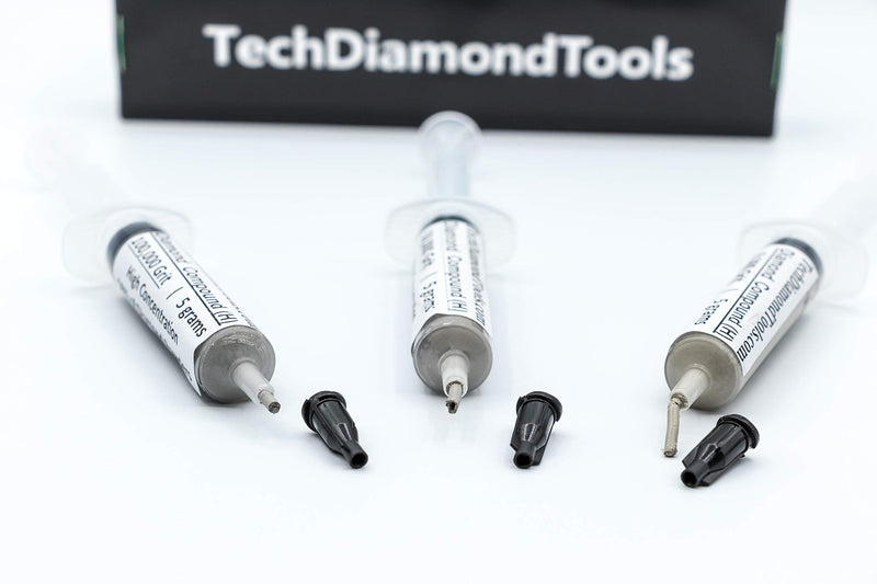 TechDiamondTools Kit of 3 Diamond Polishing Compound Polishing Paste 8000 50000 100000 Grit for Marble Glass Metal Rock Jewelry Resin Silver Gemstone with High Concentration of Diamond Powder USA Made 100000 50000 8000 grit