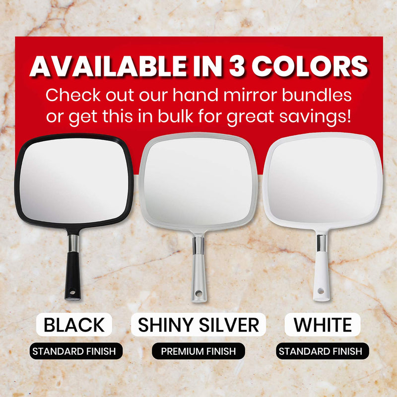Mirrorvana Large Hand Held Mirror with Comfy Handle - Professional Salon Handheld Mirror in Silver - 9" x 13" 1-Pack