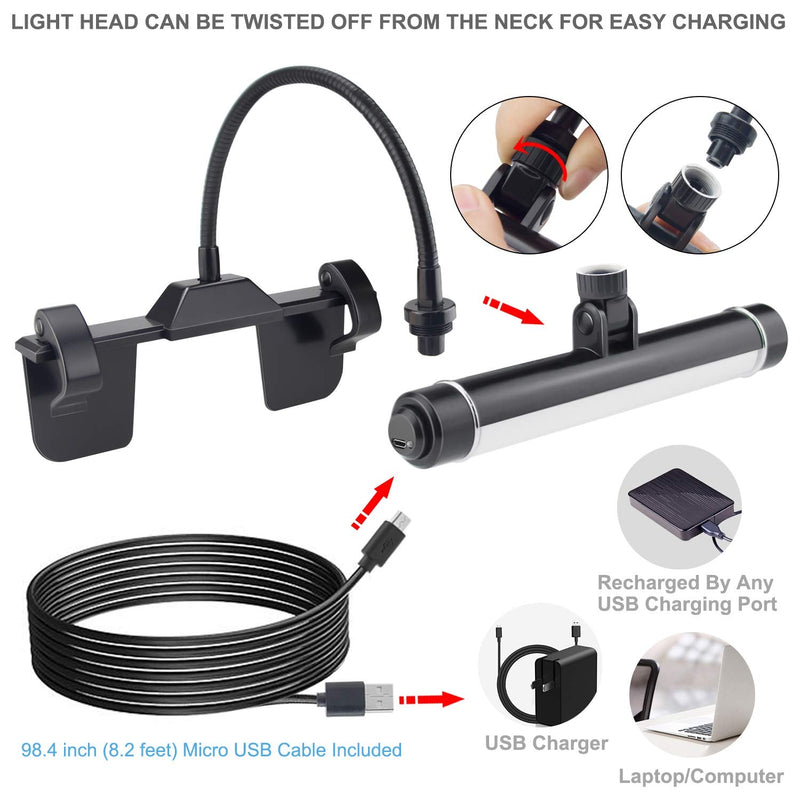 HONWELL Painting Lights Cordless，Dartboard Light with Remote，Rechargeable Picture Light, Picture Frame Light with 3 Modes 28 LEDs Rotate Head, 360° Flexible Neck, Clip on Display Light for Art-Black Black