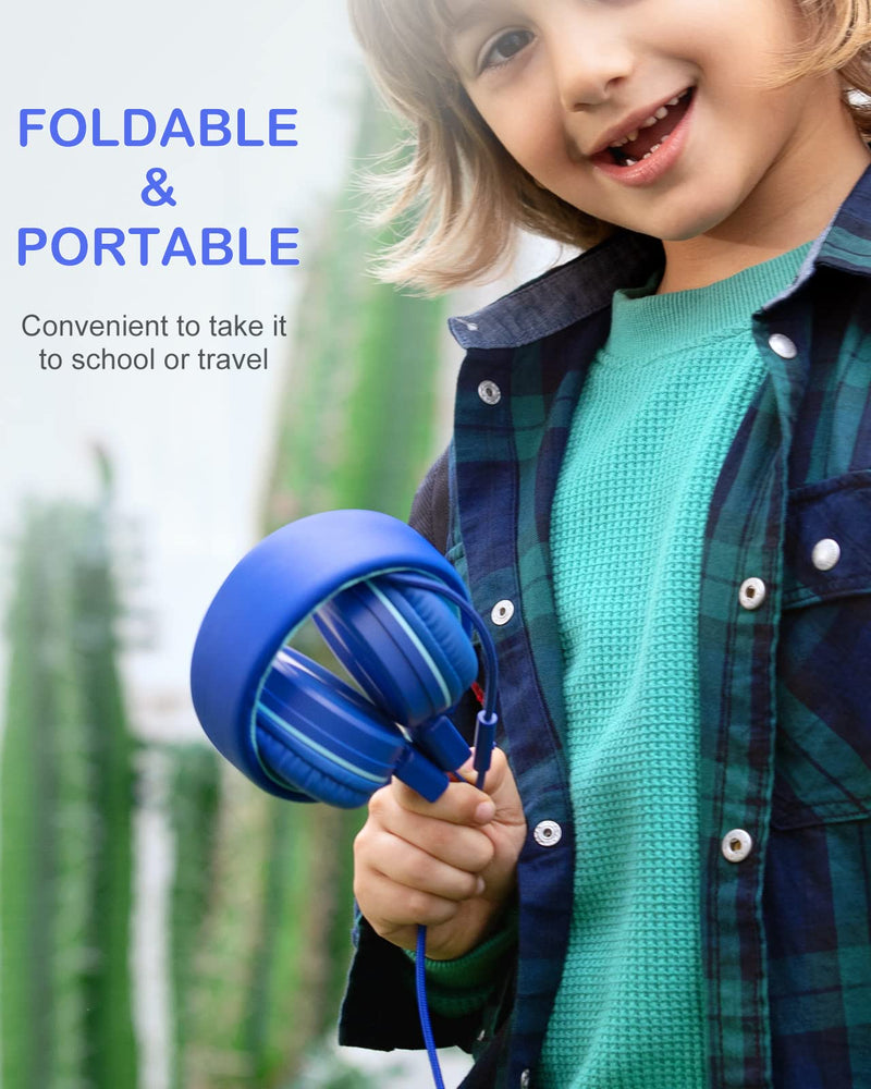 Kids Headphones with Mirophone, 2 Pack, Wired Kids Headsets with 91dB Volume Limite & Sharing Splitter for Online School Travel, Headphones for Children Boys Girls Toddler Teens