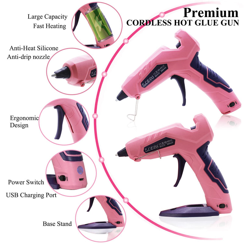 Cordless Hot Glue Gun, BLEDS USB Rechargeable Glue Gun with 30 Pcs Glue Sticks Stand-Up Hot Melt Glue Gun Battery Charged Cordless Glue Gun For Craft, Decor, DIY, Art (Patented)