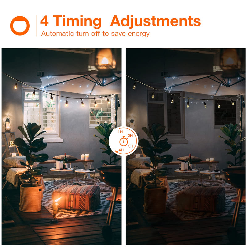 addlon - Dimmer for Outdoor String Lights, 360W, Timing 1h/2h/3h/4h, 4 Brightness Level, Remote Control Kit, Control LED String Lights, Convenient Life Style