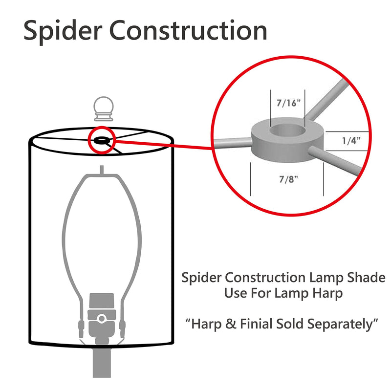 Aspen Creative 31261 Transitional Drum (Cylinder) Shaped Spider Construction Lamp Shade in White, 8" wide (8" x 8" x 11")