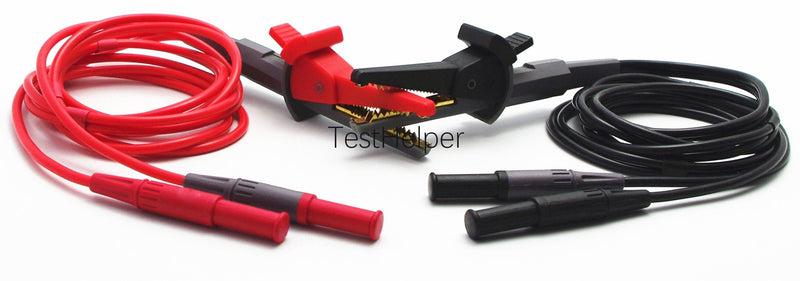 TestHelper TL200 LCR Meter Tester 4 Four Wire Silicone Test Leads Lead Terminal Kelvin Clip Alligator with 4mm Banana Plug