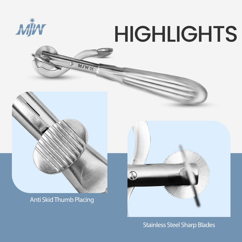 MJW Finger Ring Cutter with 2 Replacement Blades - Stainless Steel Emergency Jewelry Cutting Tool, Ideal First Aid Instrument, EMT Ring Remover Tool with Finger Protection