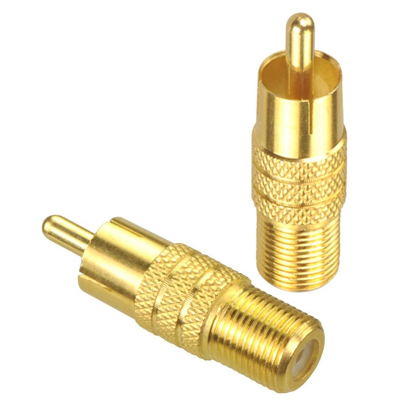 VCE F-Type Female to RCA Male Coaxial Cable Audio Adapter Gold Plated Connector, 2-Pack
