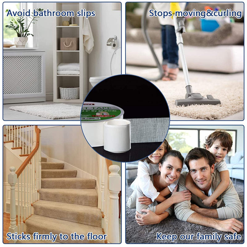 YYXLIFE Double Sided Carpet Tape for Area Rugs Carpet Adhesive Rug Gripper Removable Multi-Purpose Rug Tape Cloth for Hardwood Floors,Outdoor Rugs,Carpets Heavy Duty Sticky Tape,2Inch x 10 Yards,White