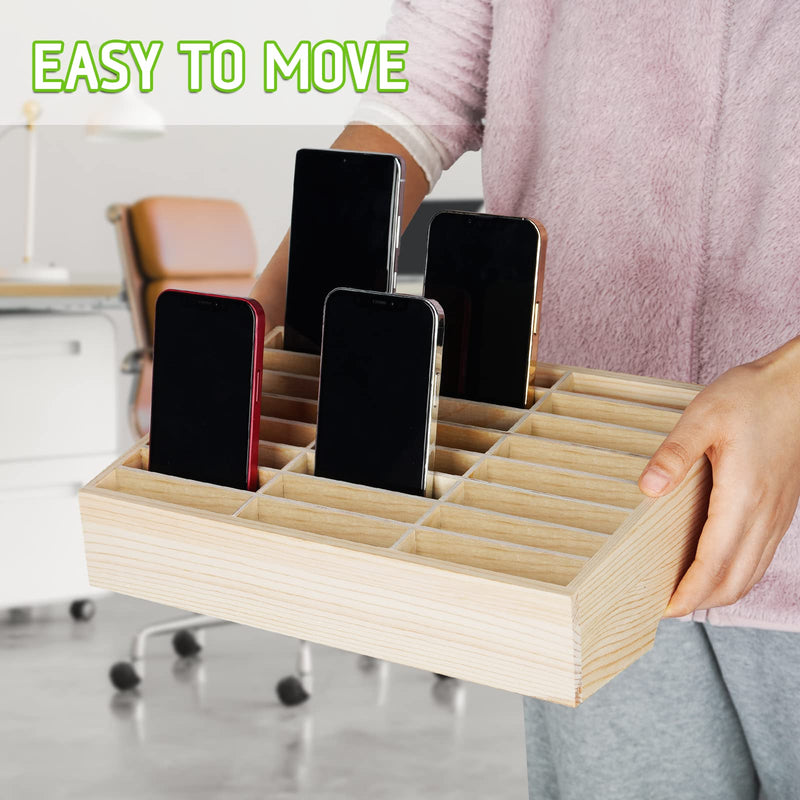 Lzttyee Wooden 24-Grid Cell Phones Storage Box Desktop Mobile Phone Holder Organizer for Office School … (24-Grid)