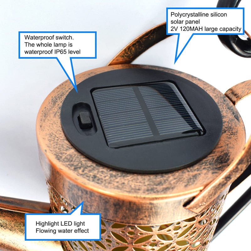 Auhafaly Garden Shower Light Solar Powered Watering Can with Lights Star Light LED Outdoor String Fairy Lights Waterfall with Bracket for Home Path Patio Yard Lawn, White