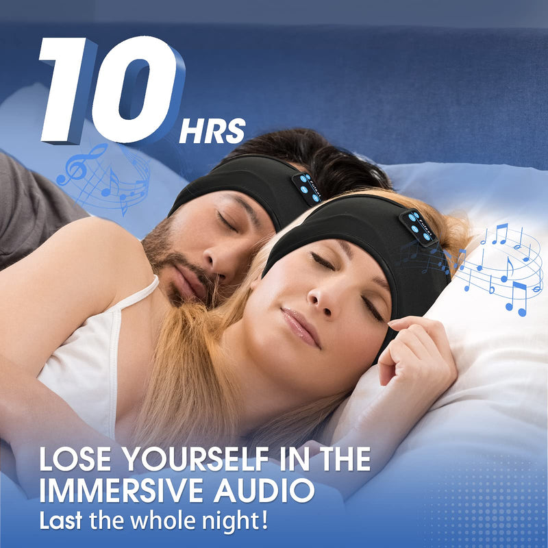 Wireless Headphones Headband for Sleeping, Fulext Bluetooth Sleep Headphones for Side Sleepers, Soft and Lightweight Eye Mask for Sleep, Ideal for Housework,Travel,Yoga,Workout,Running,Sports,Gift Black & Black