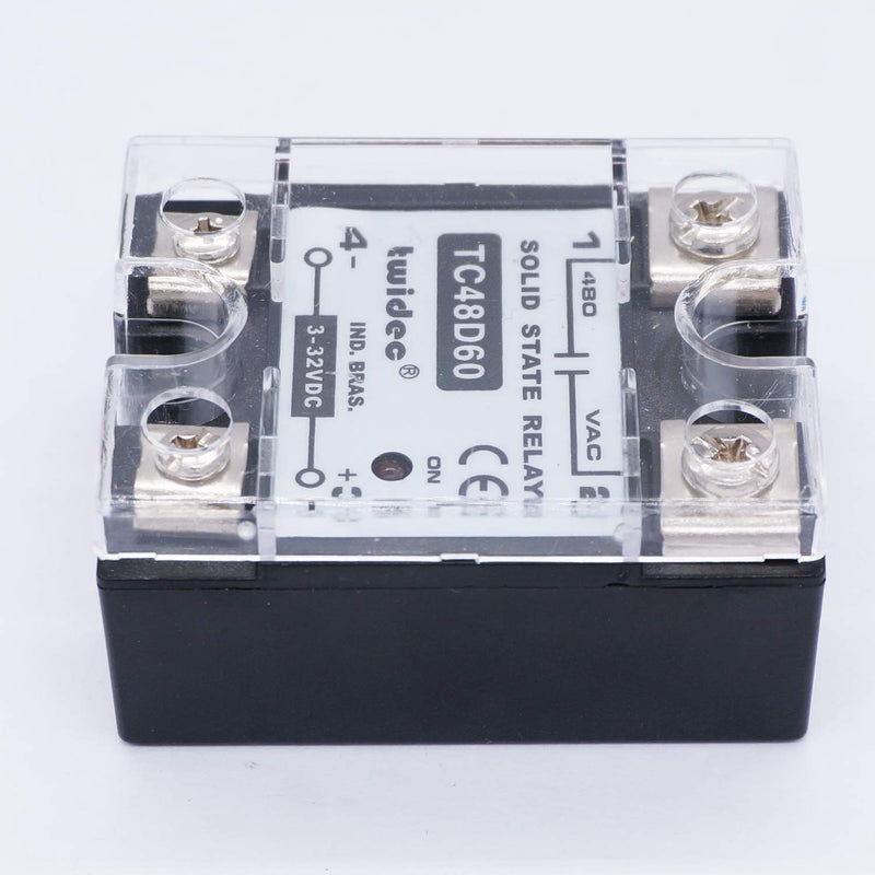 Twidec/Output Single Phase SSR Solid State Relay 60A 3-32V DC to 24-480V AC SSR-60DA