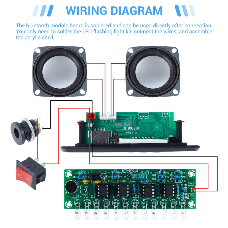 MiOYOOW DIY Electronics kit Ḅḷueṭooṭḥ Speaker with FṂ Radio, Soldering Practice Kit USB Mini Home Sound Amplifier DIY Kit with Digital Display and Colorful LED Lights for School Science Project