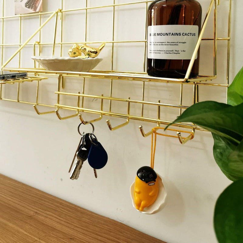 GRIDYMEN Multi-Function Wall Storage and Display Hooks, Decorative Hooks for Wire Wall Grid Panel, 2 in1,Gold Hooks-2 Pcs Gold
