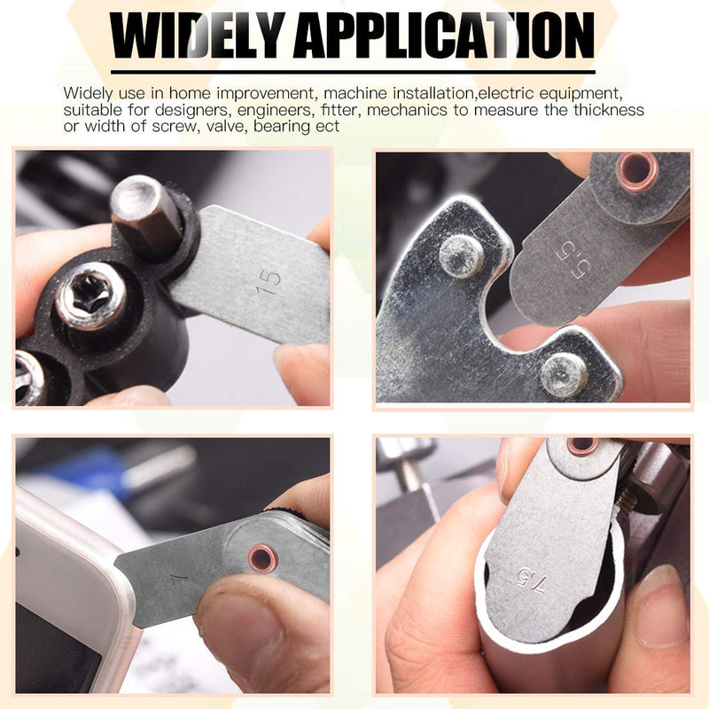 Rustark 4 Pcs Metric Radius Gauge Stainless Metal External and Internal Arc Fillet Concave Convex Measuring Tool Set Including R0.3-1.5/ R1-6.5/ R7-14.5/ R15-25