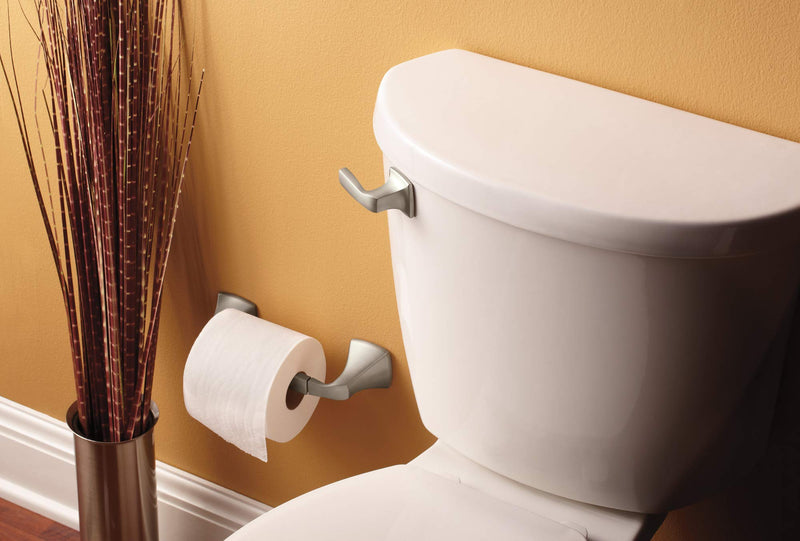Moen YB5108BN Voss Collection Double Post Pivoting Toilet Paper Holder, Brushed Nickel