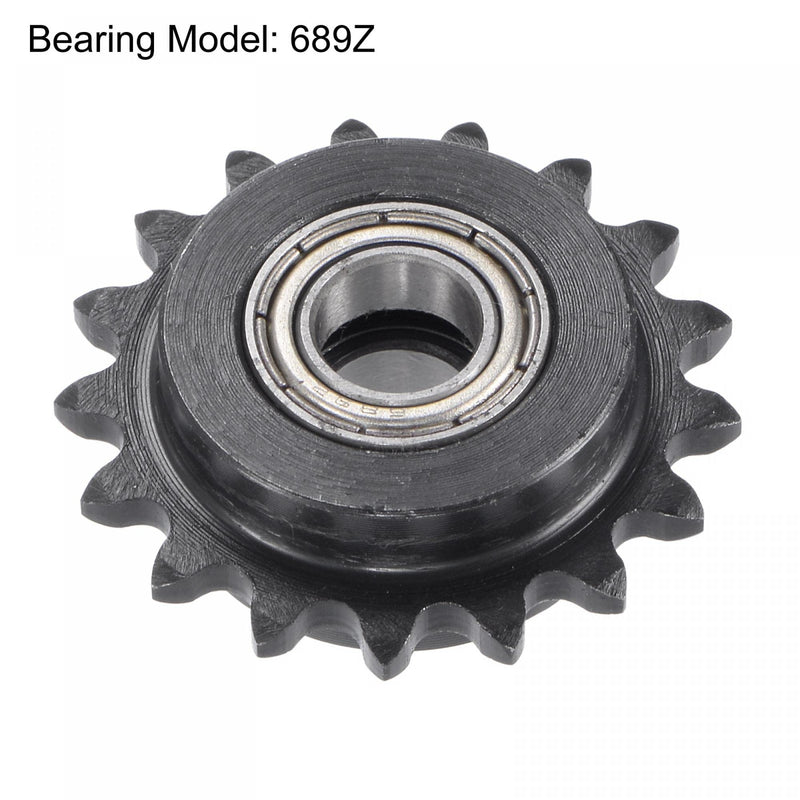 uxcell #25 Chain Idler Sprocket, 9mm Bore 1/4" Pitch 17 Tooth Tensioner, Black Oxide Finish C45 Carbon Steel with Insert Double Bearing for ISO 04C Chains