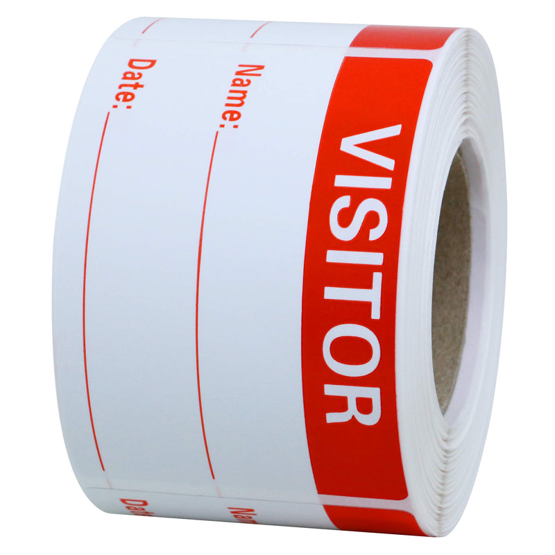 Hybsk Visitor Pass Red Visitor Identification Labels 2x3 inch Stickers 300 Labels Per Roll (Red)