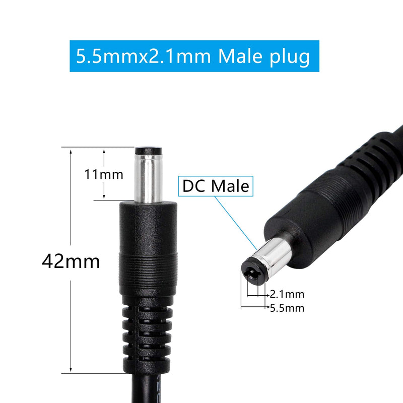 DC Power Extension Cable，DC 5.5mm x 2.1mm Male to Female Power Adapter Cable，3FT 18AWG Heavy Duty Cord for 12V CCTV Wireless IP Camera,LED,Car,More.-2PCS