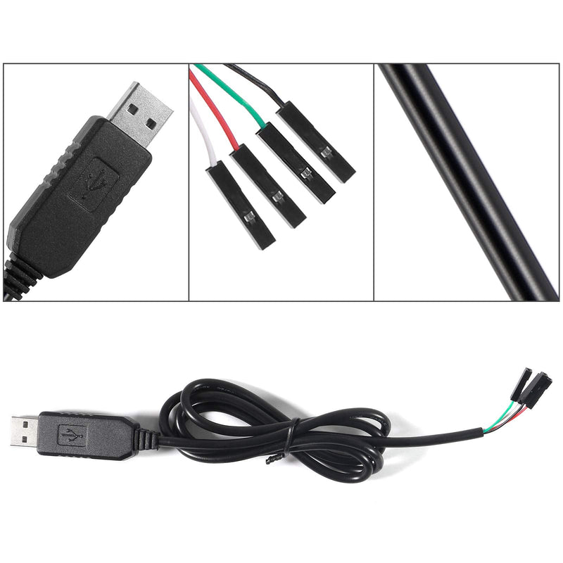 Atnsinc 2Pack PL2303 PL2303HX USB to TTL Serial Adapter 3.3V Debug Cable, USB to RS232 TTL Converter 4 Pin Female Socket Download Cable (PL2303HX Cable)