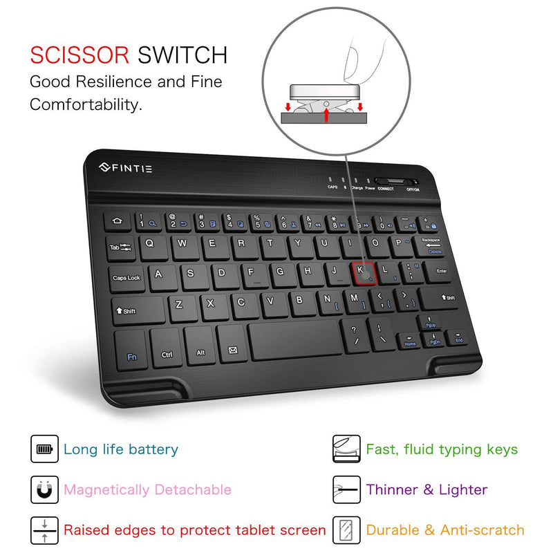 Fintie 7-Inch Ultrathin (4mm) Wireless Bluetooth Keyboard for Android Tablet Samsung Galaxy Tab E/Tab A/Tab S, ASUS, Lenovo and Other Android Devices