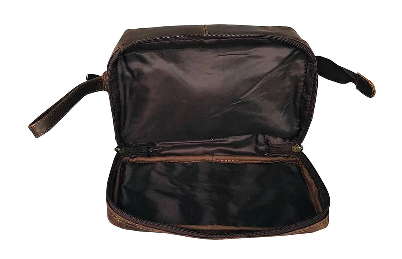 Genuine Buffalo Leather Unisex Toiletry Bag Travel Dopp Kit Made With High Class Buffalo Leather With 101 Year Warrenty With Replacement Classy Brown