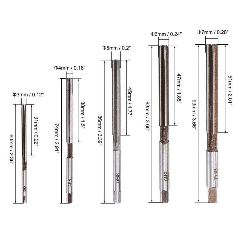 sourcing map 10pcs hand reamer set H8 6 grooves straight shank milling cutter 3/4/5/6/7/8/9/10/11/12mm