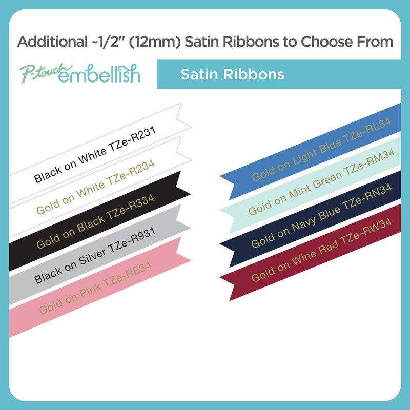 Brother P-touch Embellish Black Print on Mint Chevron Pattern Tape TZEMPMC31 – ~½” Wide x 13.1’ Long for use with P-touch Embellish Ribbon & Tape Printer Black on Mint Chevron