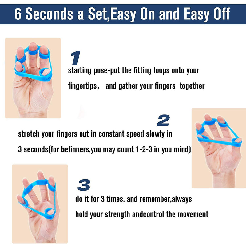 Hand Grip Strengthener, Finger Exerciser, Grip Strength Trainer (6 PCS),New Material,Forearm Grip Workout, Finger Stretcher, Relieve Wrist Pain, Carpal Tunnel. (Finger Exerciser)