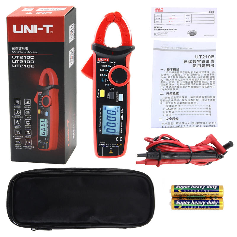 Clamp Meter,UT210E Digital Clamp Multimeter,Continuity Tester AC/DC Ammeter with NCV and VFC Functions,Electrician's Universal Meter UNI-T