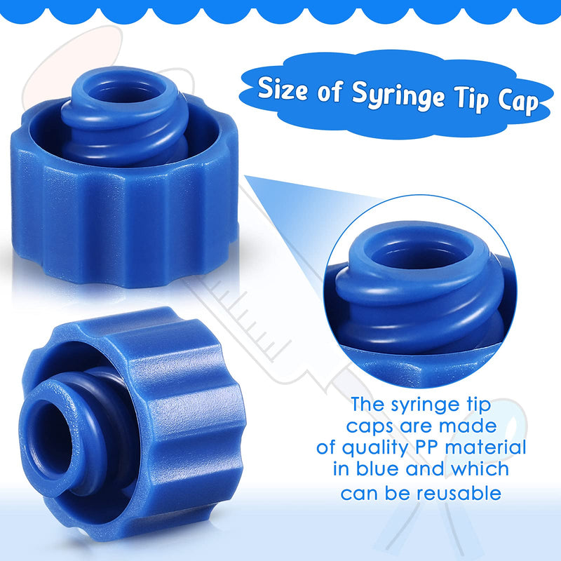 Syringe Tip Caps No Needle Luer Lock Cap for Feeding Tubes Lab Supplies, Blue (150 Pieces) 150