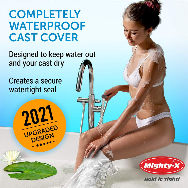100% Waterproof Cast Cover Leg - 【Watertight Seal】 - Reusable 2 pk Cast Protector for Shower Leg Adult Knee, Ankle, Foot - Half Leg Covers