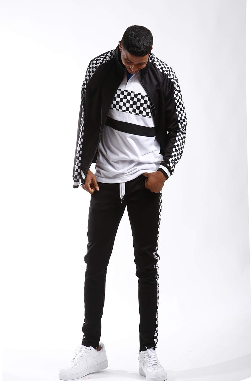 Screenshotbrand Mens Hip Hop Premium Slim Track Jacket - Side Taping Small F11854-black