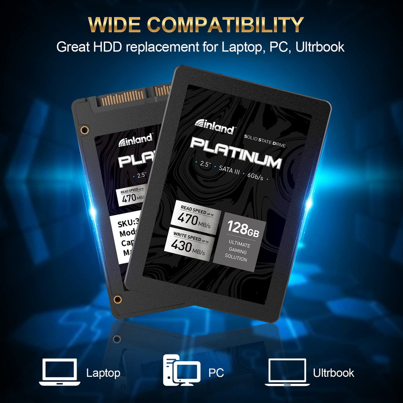 INLAND Platinum 128GB SSD SATA III 6Gb/s 2.5" 7mm TLC 3D NAND Internal Solid State Drive (128GB) Platinum-128GB
