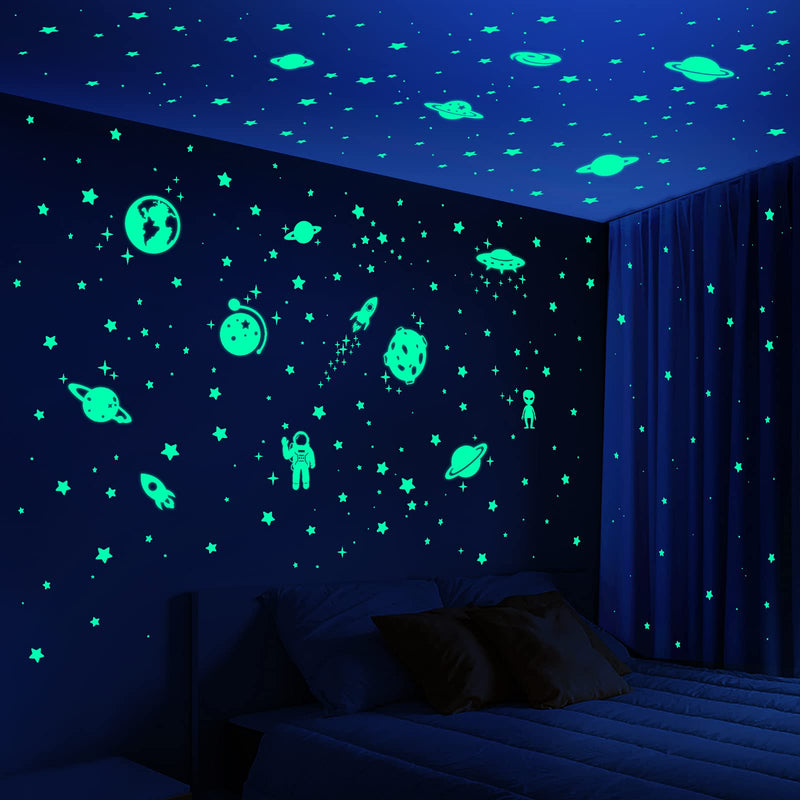 260 PCS Glow in The Dark Stars, Glowing Stars for Ceiling, Star Wall Decals Solar System Space Galaxy Planets Wall Stickers for Kids, Girls Boys Room Decorations for Bedroom