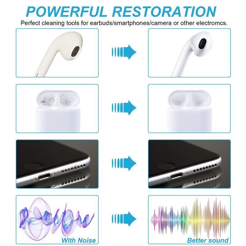 Nertpow Cleaner Kit for Airpods Earbuds Cleaning Pen Bluetooth Headphone Case Cleaning Tool Airpods Pro 1 2 3 iPhone Camera Etc Ear Wax Cleaner White