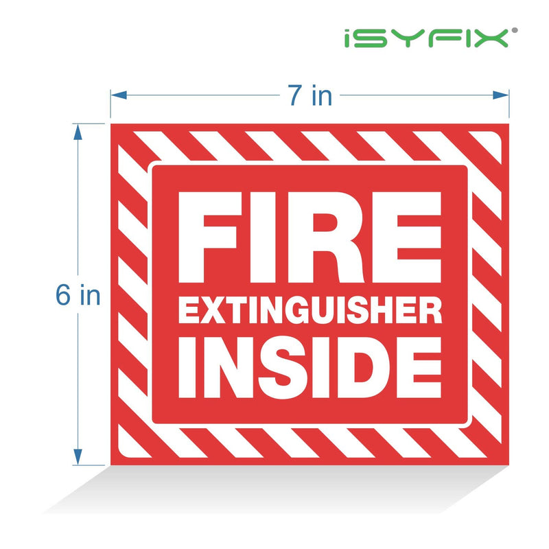 Fire Extinguisher Inside Signs Stickers – 4 Pack 7x6 Inch – Premium Self-Adhesive Vinyl, Laminated for Ultimate UV, Weather, Scratch, Water and Fade Resistance, Indoor and Outdoor Red & White Large